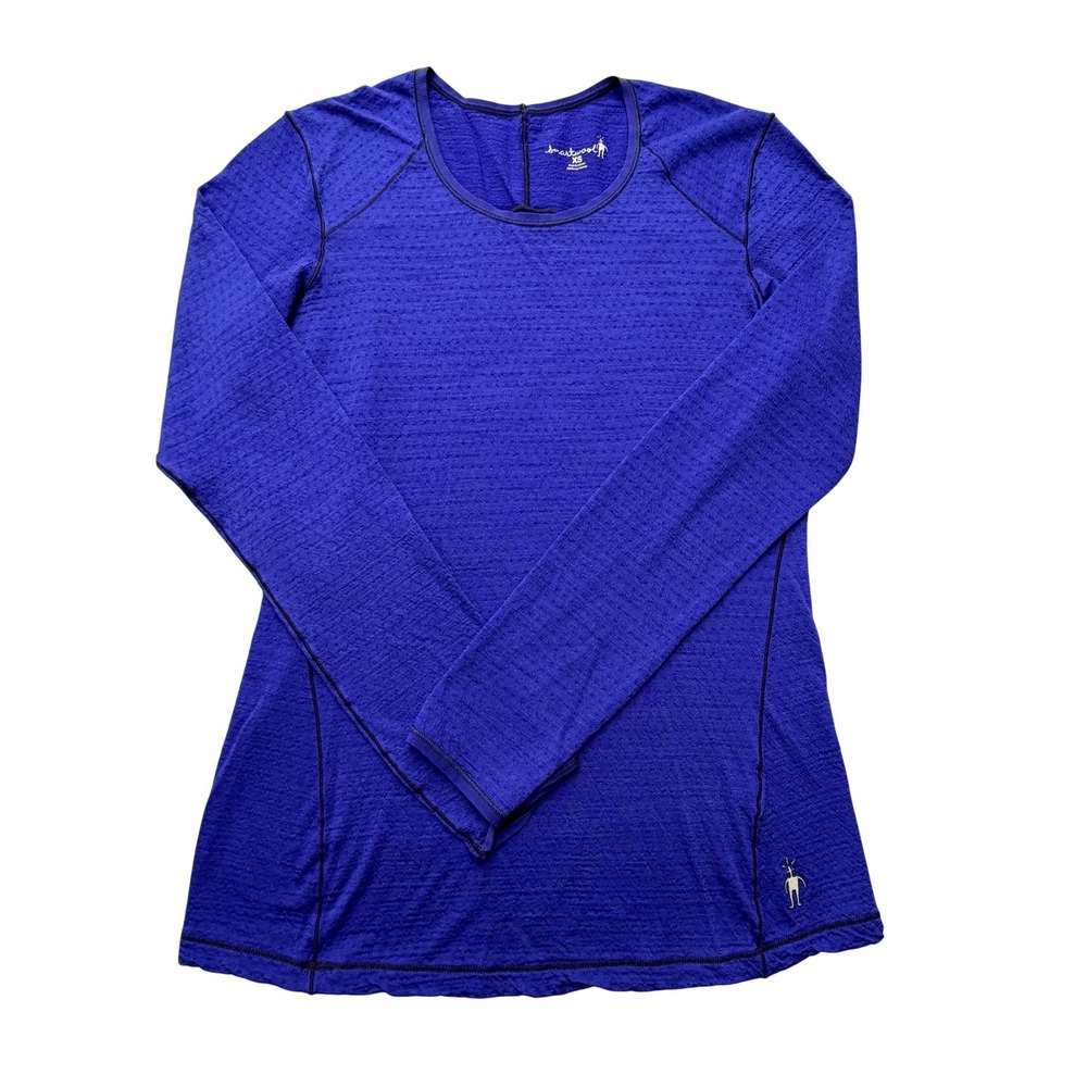 Smartwool Shirt Womens XS Blue Crew Neck Long Sleeve Wool Baselayer Thermal Top